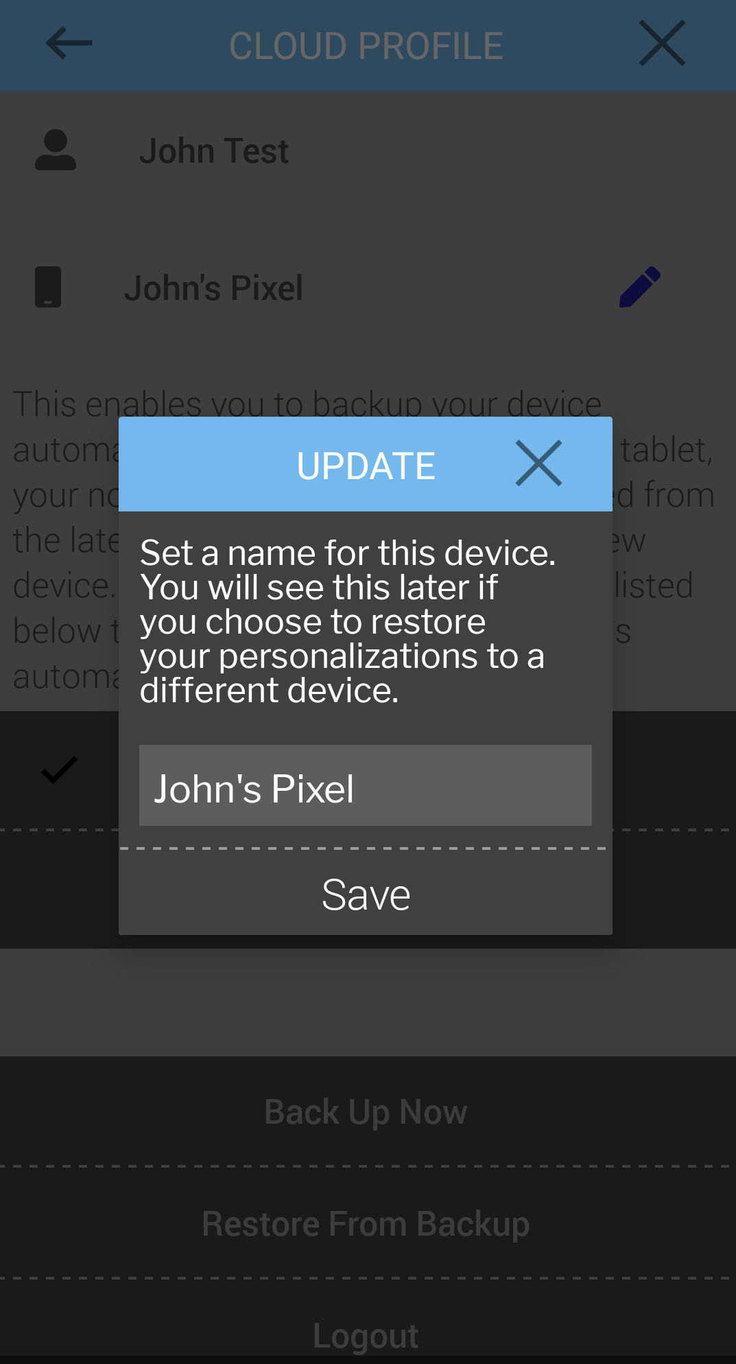 Update Device Name Dialog